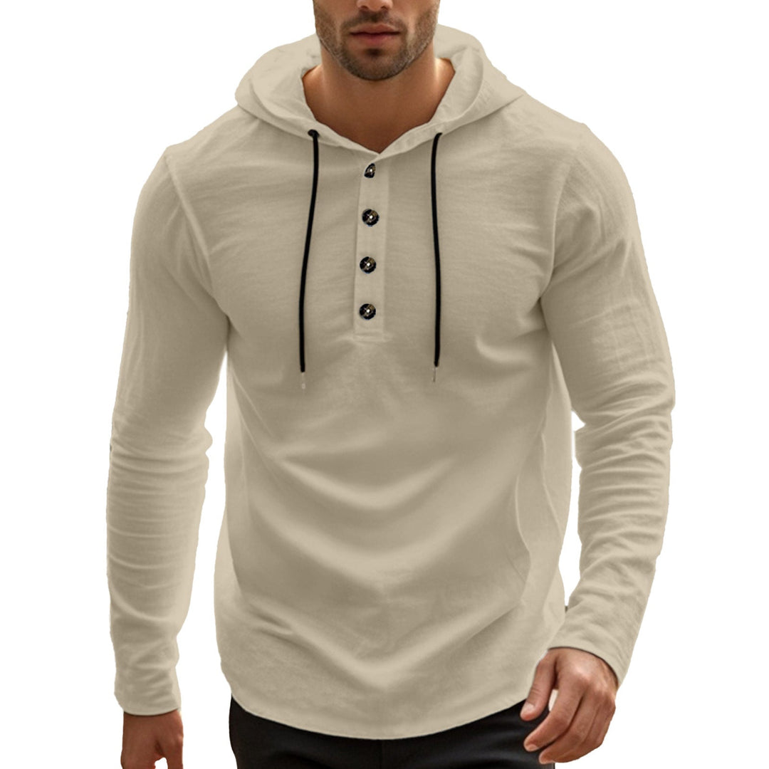 Herren sportlicher Hoodie mit Knopfleiste und funktionalen Taschen