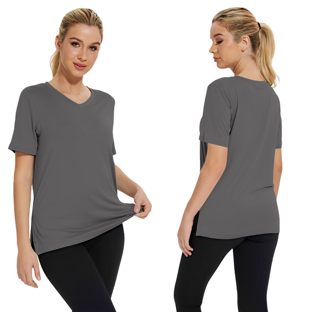 Damen Funktionales V-Ausschnitt Sportshirt mit atmungsaktiver Technologie Shopnory