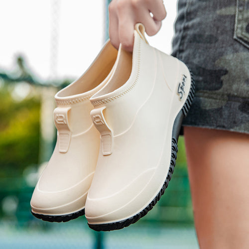 Damen Kurzschaftige wasserdichte Slip‑On Gummistiefelette mit Neoprenkragen und profiliertem Anti‑Rutsch‑Laufsohlen‑Design Shop Nory