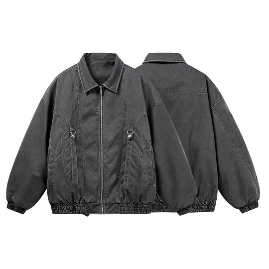 Unisex Oversize-Bomberjacke im Canvas-Look mit Reißverschluss, elastischem Saum und D-Ring-Details Shop Nory
