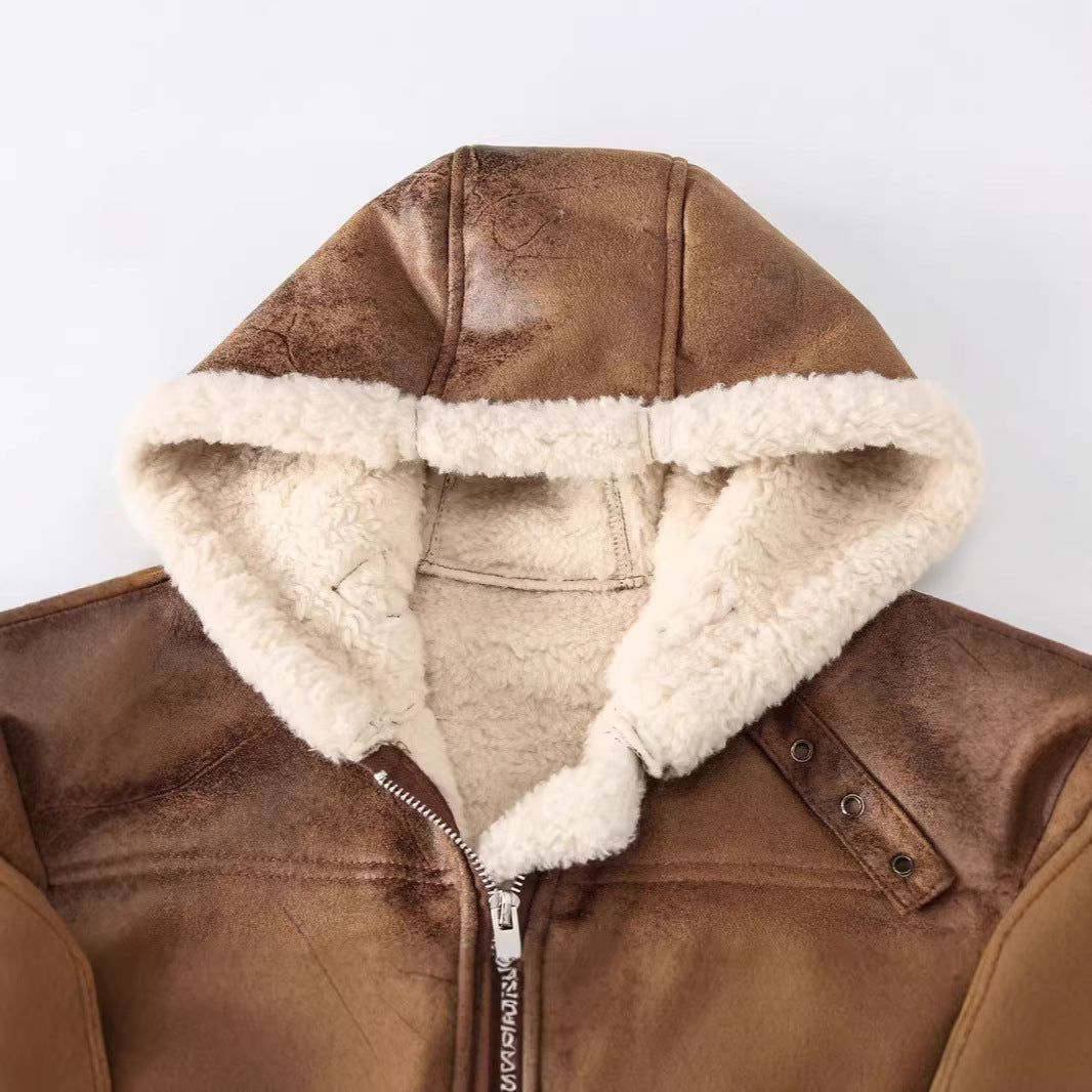Herren Kapuzenweste im Lammfell‑Look mit Teddyfutter, Reißverschluss und großen Pattentaschen Shop Nory