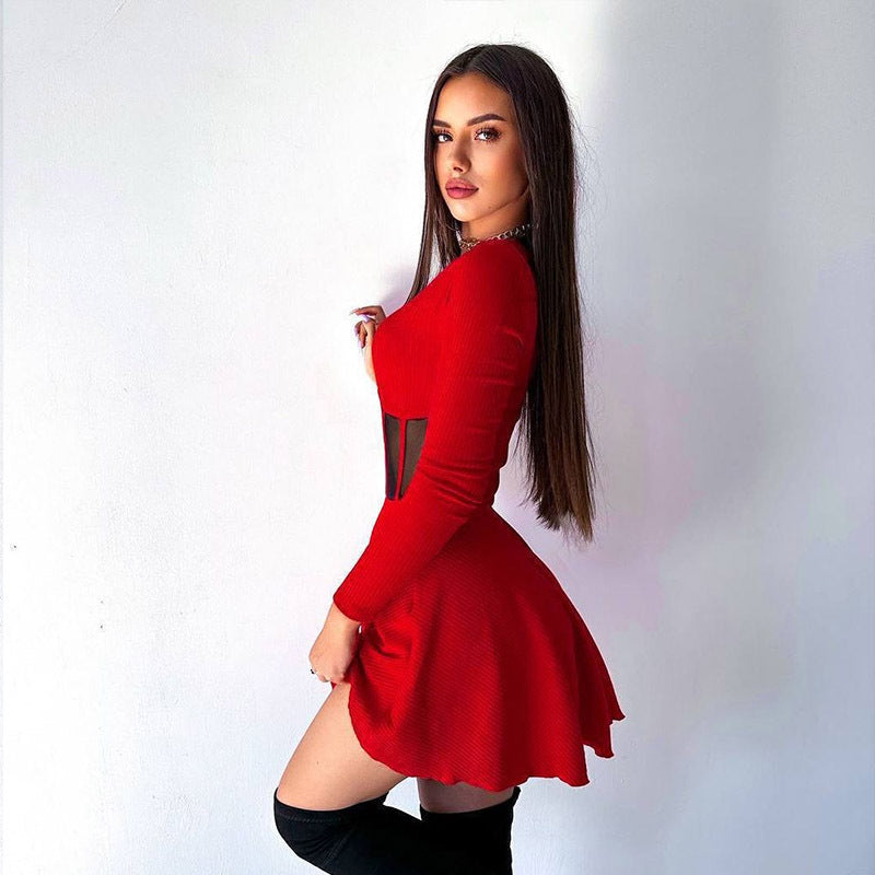 Damen Hochwertiges und elegantes Minikleid mit transparenten Einsätzen