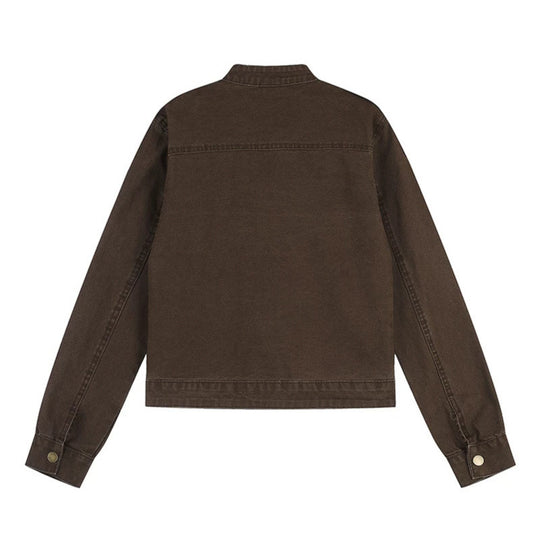 Damen Kurz geschnittene Utility-Jacke mit Stehkragen und Schulterklappen Shop Nory
