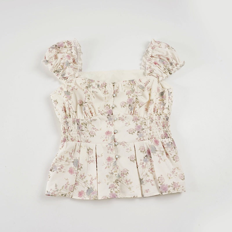 Damenbluse mit floralem Design und Rüschenärmeln