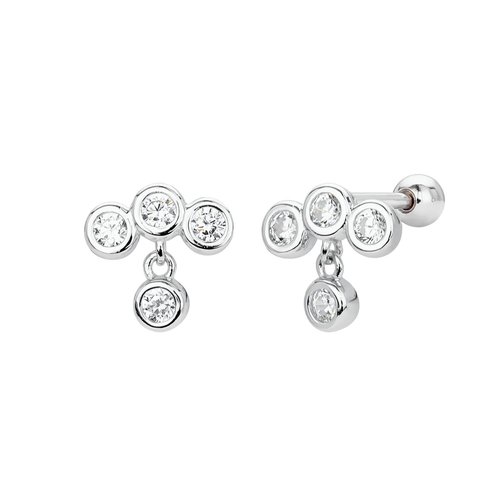 Damen Ohrstecker mit schwebendem Zircon-Dreifach-Design Shop Nory