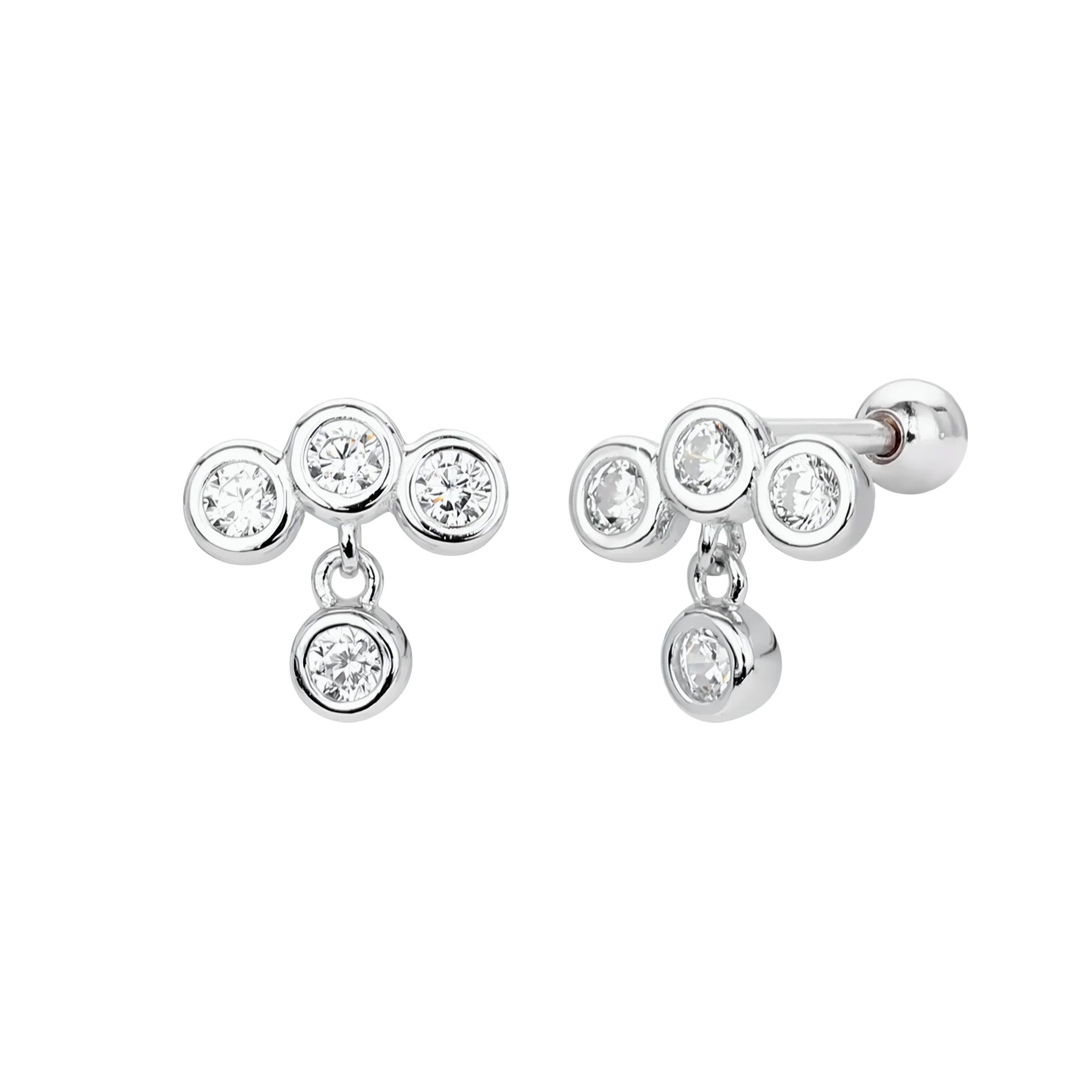 Damen Ohrstecker mit schwebendem Zircon-Dreifach-Design Shop Nory