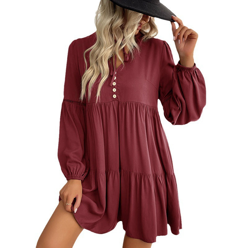 Damen Fließendes Hemdblusenkleid mit Rüschen Shop Nory