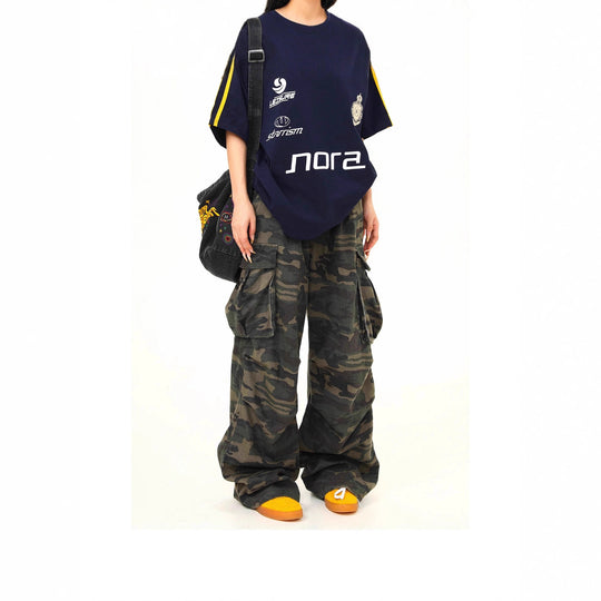 Damen Cargo-Hose mit weitem Bein und camouflagemuster Shop Nory