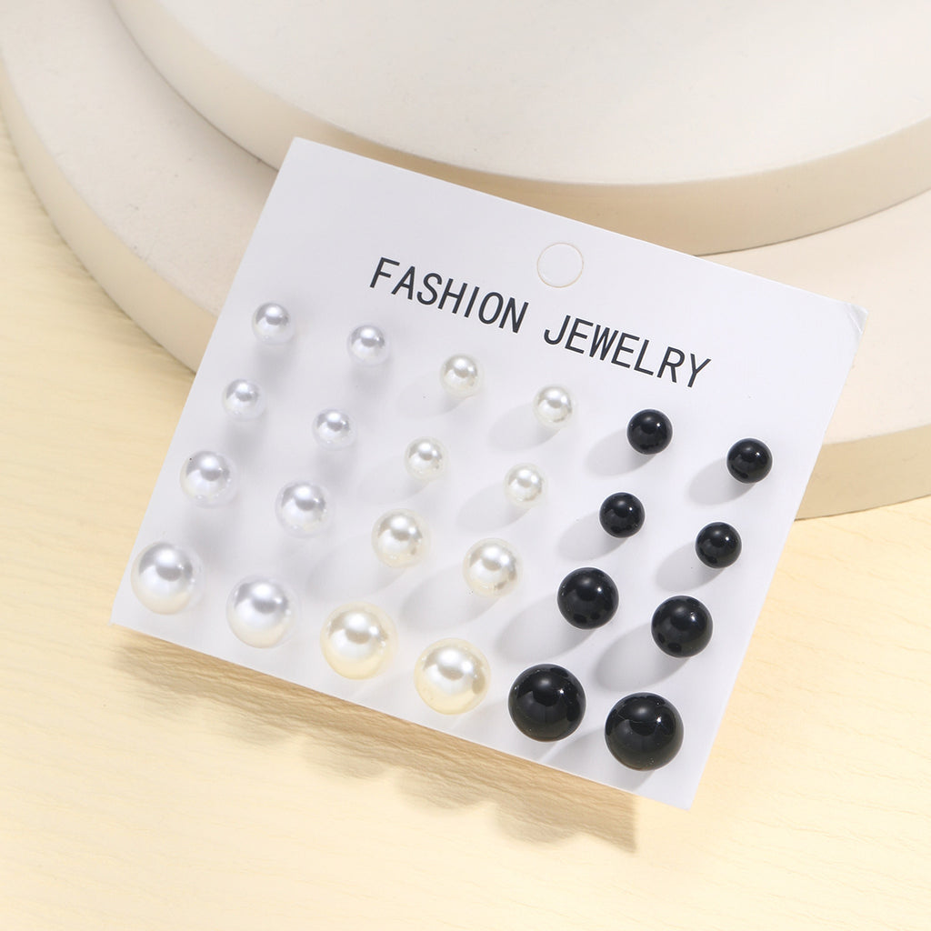Damen Ohrringe-Set mit verschiedenen Größen und glänzenden Perlen Shop Nory