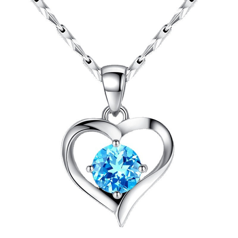 Damen Halskette mit herzförmigem Anhänger und funkelndem Zirkon Shop Nory