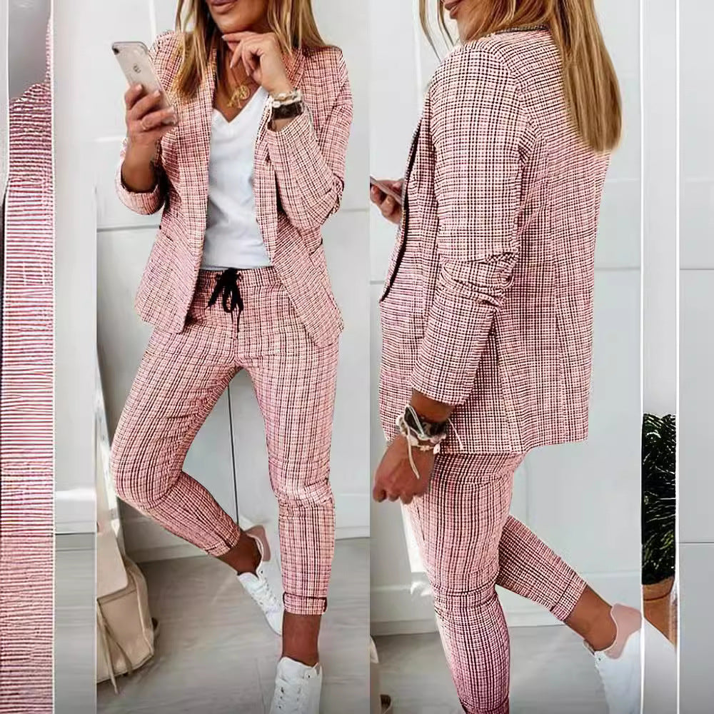Damen nan Smart-Casual Blazer-Set mit offenem Longblazer und tapered Jogpant mit Kordelzug Shop Nory