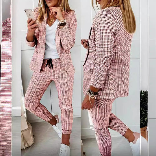 Damen nan Smart-Casual Blazer-Set mit offenem Longblazer und tapered Jogpant mit Kordelzug Shop Nory