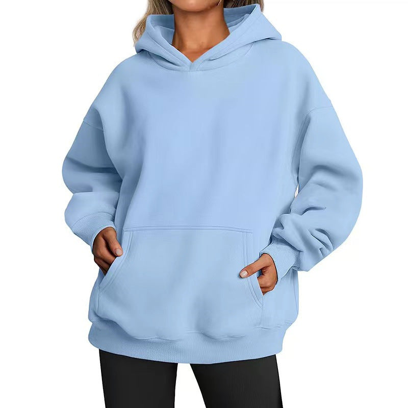 Damen nan extralanger Oversize-Kapuzenpullover im Boxy-Schnitt mit Kängurutasche und geripptem Abschluss Shop Nory