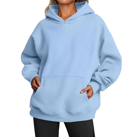 Damen nan extralanger Oversize-Kapuzenpullover im Boxy-Schnitt mit Kängurutasche und geripptem Abschluss Shop Nory