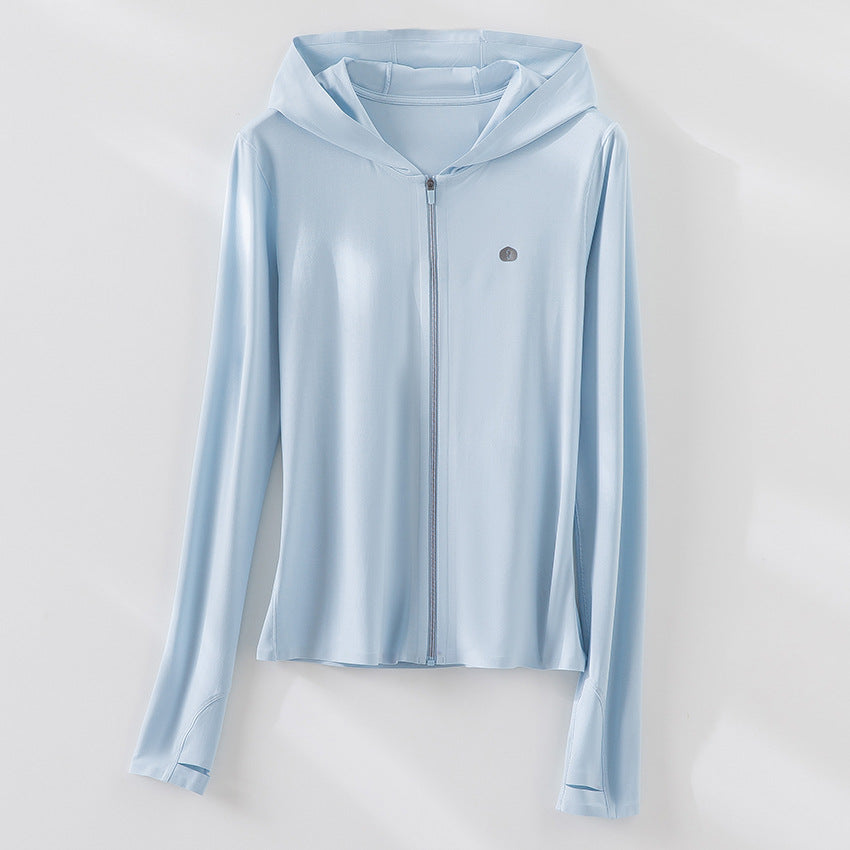 Damen Leichte Kapuzenjacke mit durchgehendem Reißverschluss, Slim‑Fit und Daumenloch Shop Nory