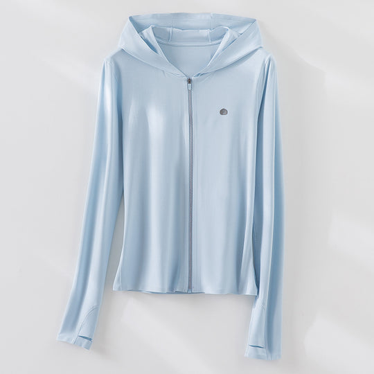 Damen Leichte Kapuzenjacke mit durchgehendem Reißverschluss, Slim‑Fit und Daumenloch Shop Nory
