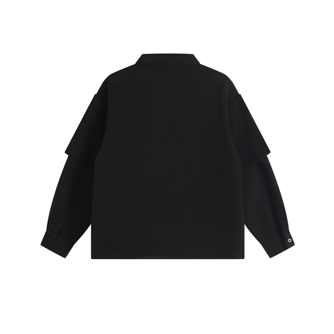 Damen Lagenlook-Sweatshirt mit Polokragen und aufgesetzten Stick-Patches Shop Nory