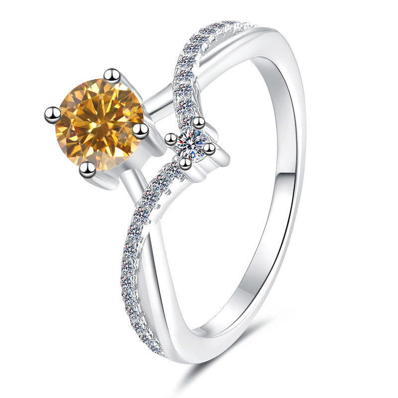 Damen Verlobungsring mit schwarzem Hauptstein und funkelnden Zirkonia-Elementen Shop Nory