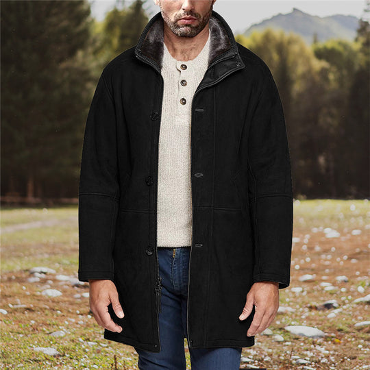 Herren Langer Thermomantel im Field-Stil mit Kunstlammfell-Innenseiten und Zweiwege-Reißverschluss Shop Nory