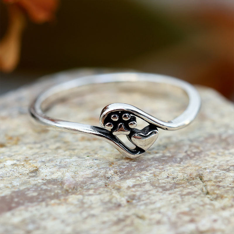 Damenring mit Pfotenmotiv und Herzdesign Shop Nory