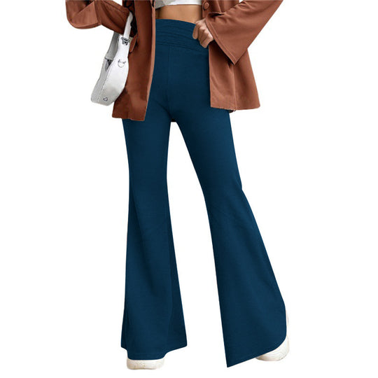Damen Hohe Taille Flared Hosen mit weitem Bein und elastischem Komfortbund Shop Nory
