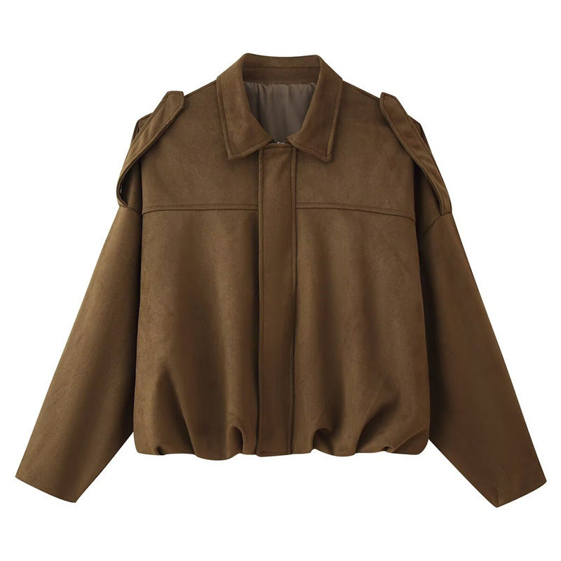 Damen Kurzgeschnittene Oversize Blousonjacke mit Schulterklappen Shop Nory