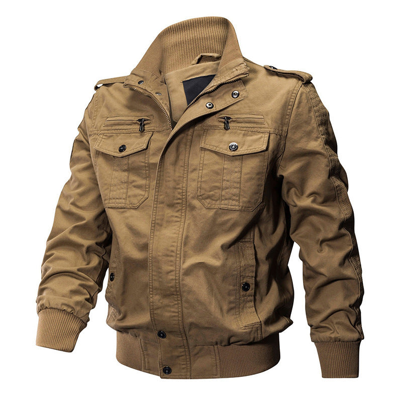 Herren robustes Canvas-Pilotblouson mit Rippenbündchen und Schulterpatten Shop Nory