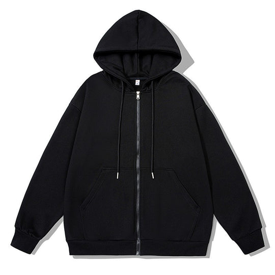 Unisex oversized Kapuzenjacke mit ausladendem Schulterschnitt, durchgehendem Reißverschluss und French-Terry Shop Nory