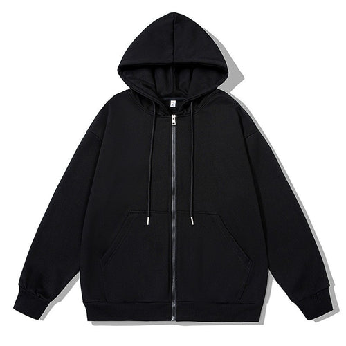 Unisex oversized Kapuzenjacke mit ausladendem Schulterschnitt, durchgehendem Reißverschluss und French-Terry Shop Nory