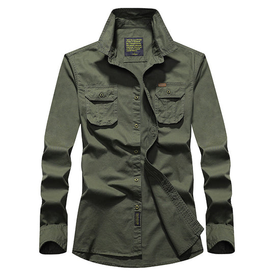 Herren Baumwoll-Utility-Hemd mit Brustpattentaschen, verstärkter Verarbeitung und klassischem Hemdkragen Shop Nory