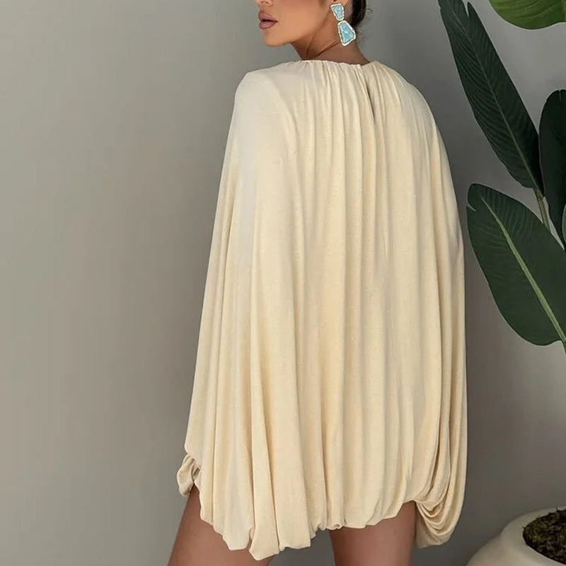 Damen Cape-Minikleid mit Faltenwurf und seitlichen Ärmelschlitzen Shop Nory