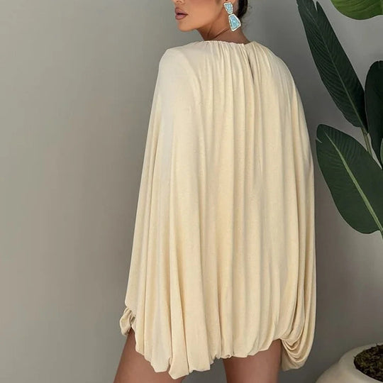 Damen Cape-Minikleid mit Faltenwurf und seitlichen Ärmelschlitzen Shop Nory