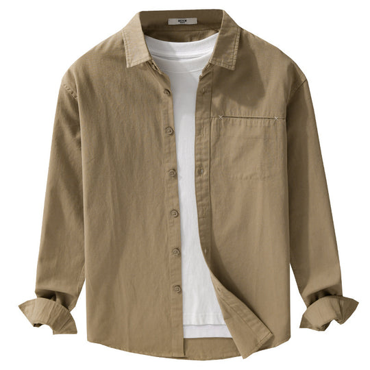 Herren Leichtes Baumwoll-Utility-Hemdjacke mit Kentkragen, Brusttasche und Relaxed-Fit Shop Nory