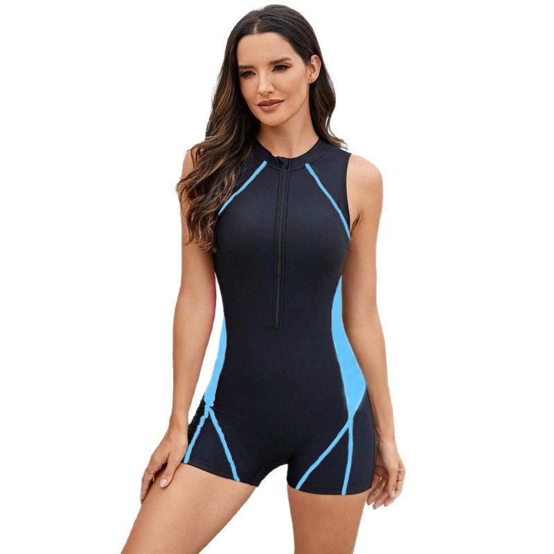 Damen Sportlicher Schwimmanzug mit Reißverschluss Shopnory