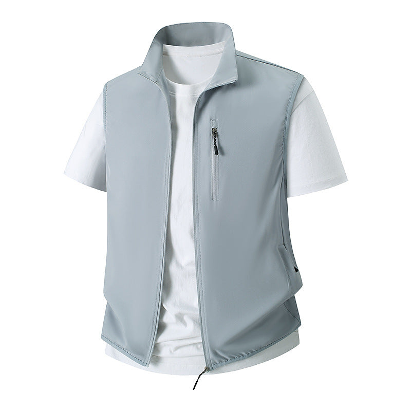Herren Leichte Softshell-Utility-Weste mit Stehkragen, wasserabweisender Außenlage und Reißverschlusstaschen Shop Nory