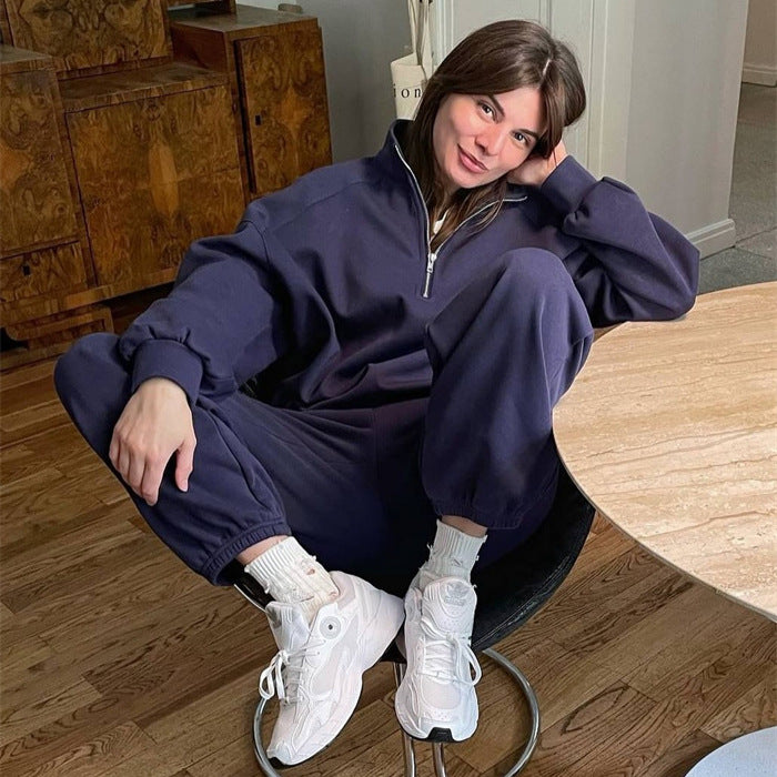Damen Zweiteiliges Sweatset mit Stehkragen-Halbzip und Relaxed-Oversize-Schnitt Shop Nory