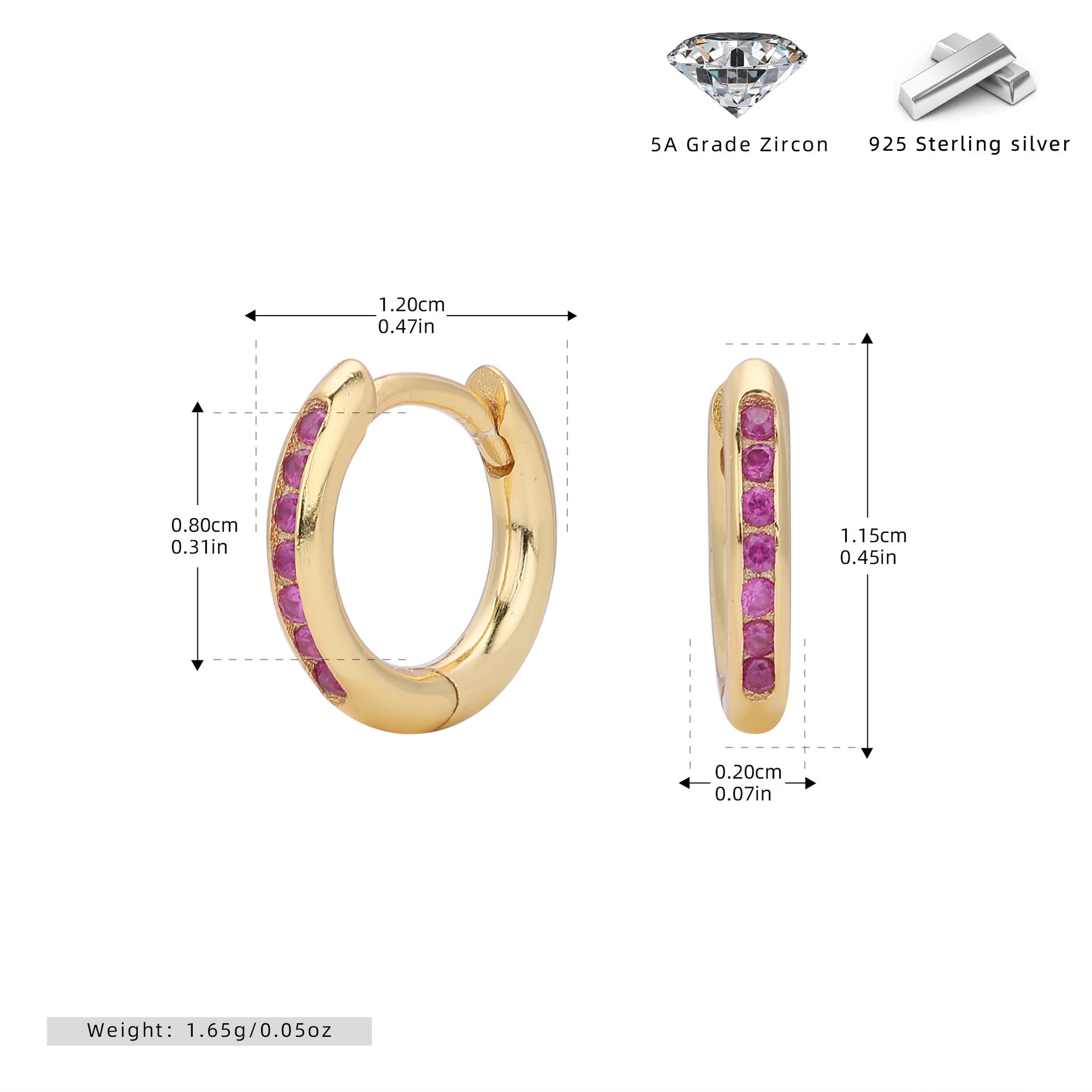 Damen Creolenohrringe mit funkelndem Zirkonbesatz aus hochwertigem 925 Sterling Silber Shop Nory