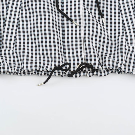 Damen Kurzjacke im Karo‑Look mit Tunnelzugsaum und hohem Stehkragen Shop Nory