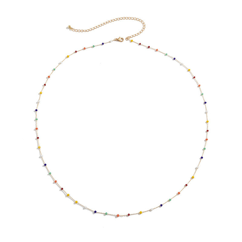 Damen zarte Kette mit bunten Kristallelementen Shop Nory