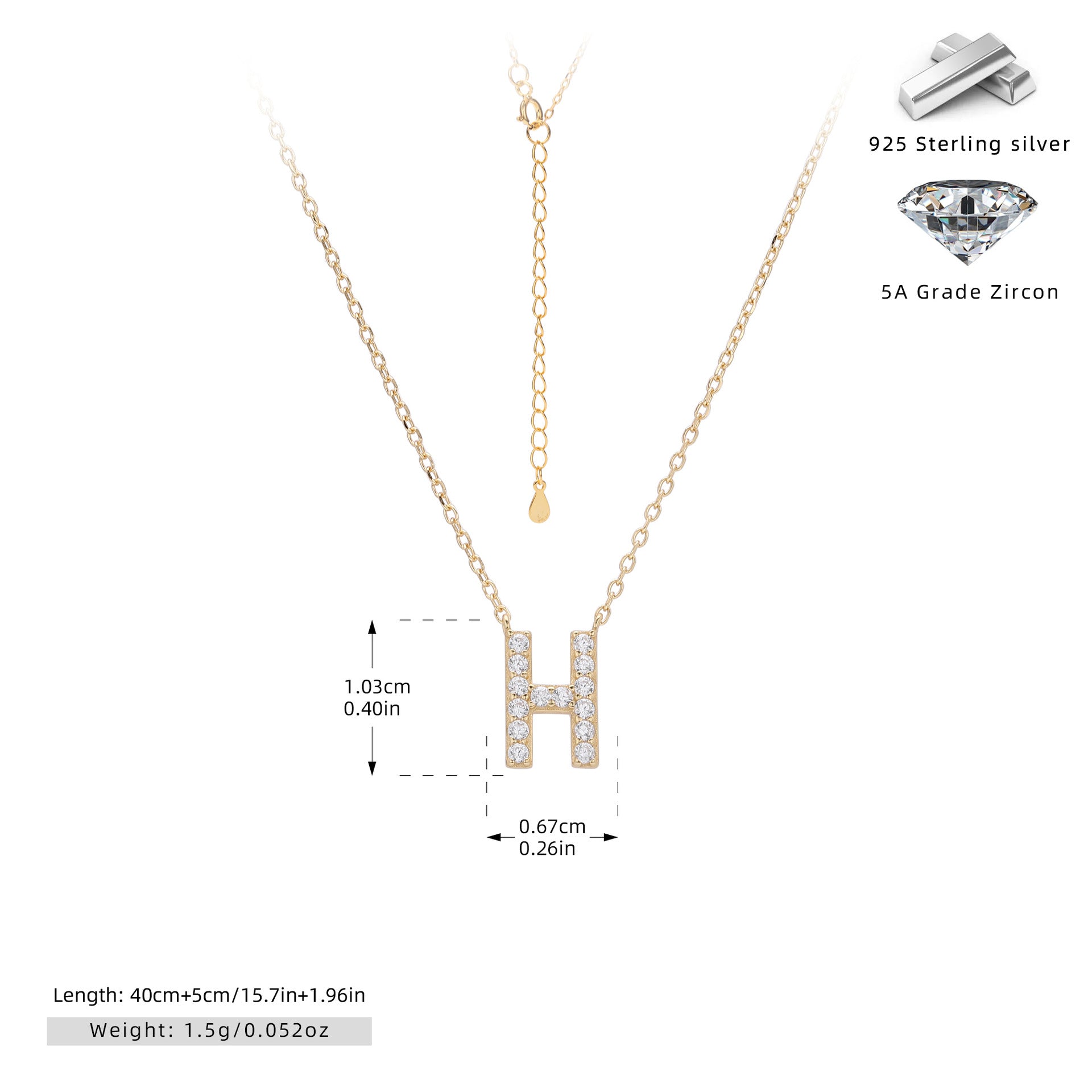 Damen Halskette mit Z-Anhänger und funkelnden Zirkonia Shop Nory