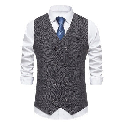 Herren elegante Doppelreiher-Weste im strukturierten Design