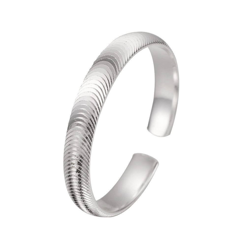 Damen Armreif aus hochwertigem Edelstahl mit modernem Wellendesign Shop Nory