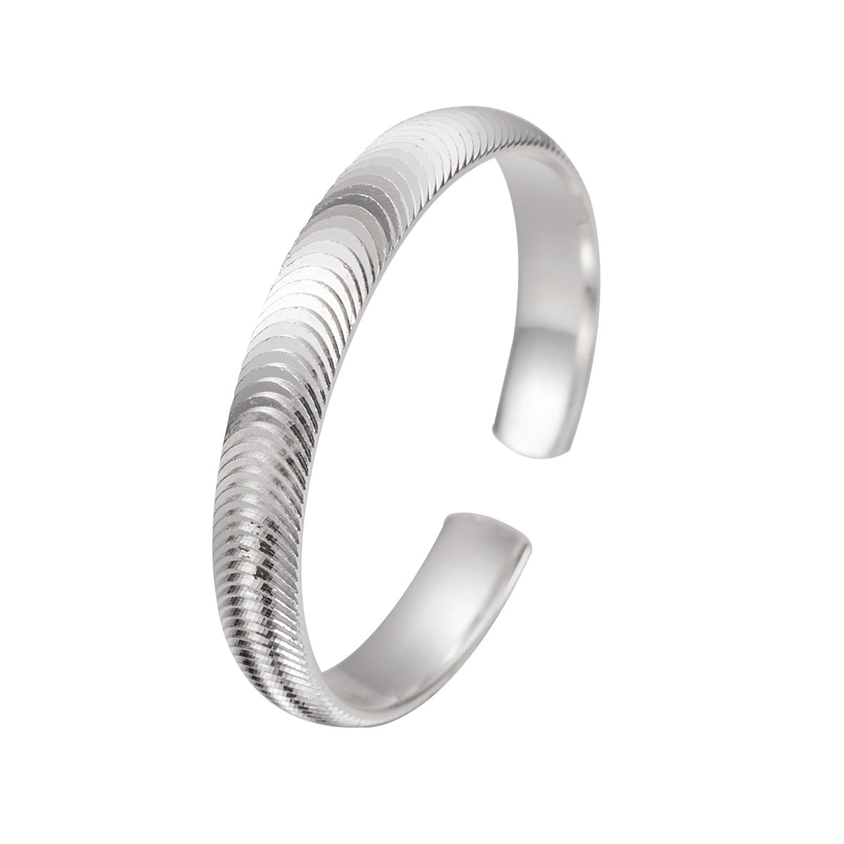 Damen Armreif aus hochwertigem Edelstahl mit modernem Wellendesign Shop Nory