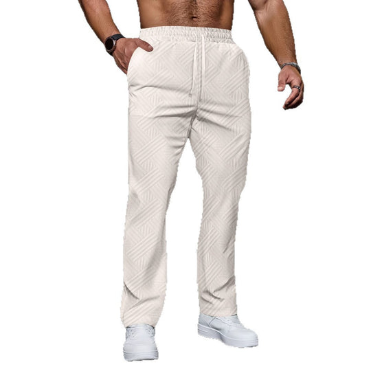 Herren nan strukturierte Relax-Jogginghose mit geometrischem Jacquard, elastischem Tunnelzug und geradem Bein Shop Nory
