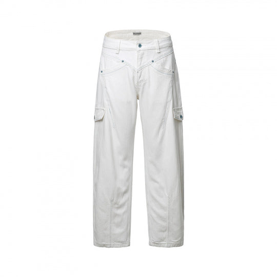 Damen Hochtaillierte Cargo-Hose entspannte Passform mit Klappentaschen und rohem Saum Shop Nory