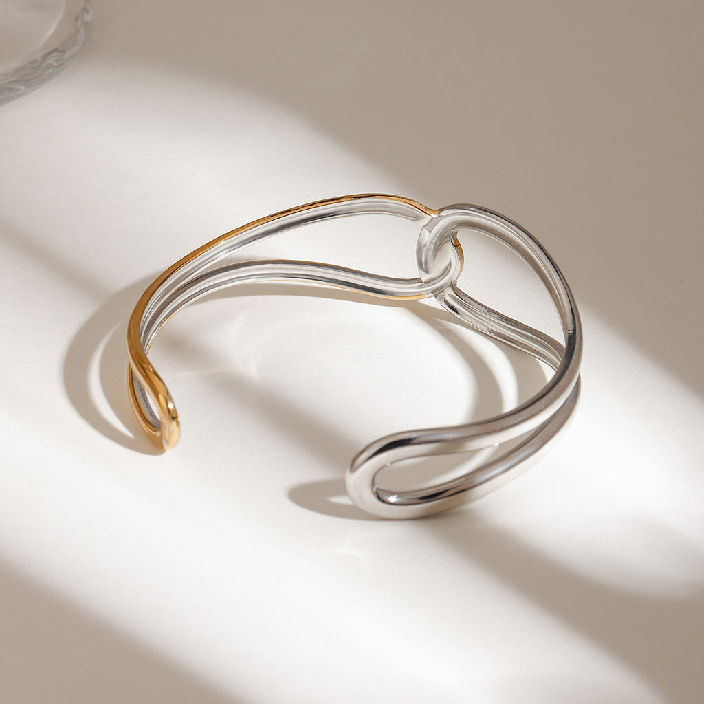 Damen Offenes Armband mit modernem Wickeldesign aus hypoallergenem Edelstahl Shop Nory