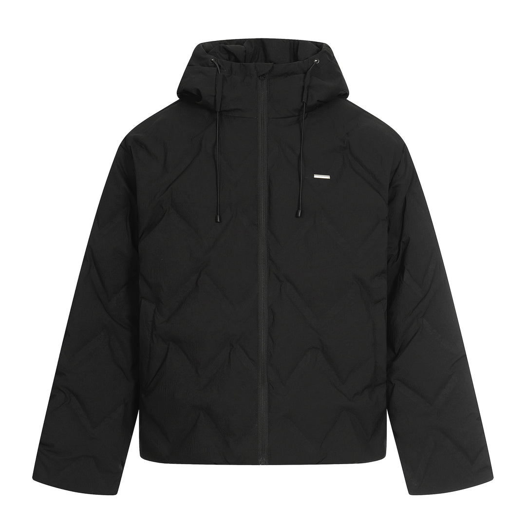 Damen Kurz geschnittene wattierte Kapuzenjacke mit reflektierender Chevron-Steppung Shop Nory