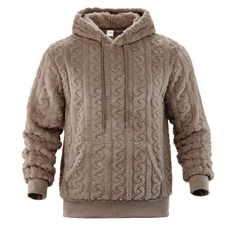 Unisex Kuscheliger Teddy-Hoodie mit Zopfstrick-Optik und Kängurutasche Shop Nory
