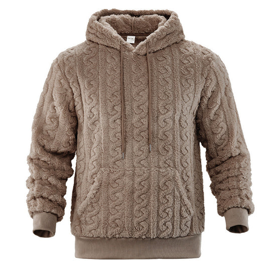 Unisex Kuscheliger Teddy-Hoodie mit Zopfstrick-Optik und Kängurutasche Shop Nory