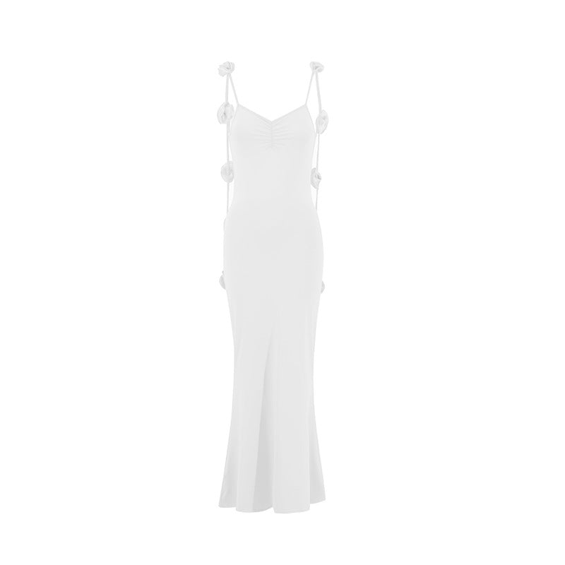 Damen Elegantes Maxikleid mit einzigartigen Rüschenträgern